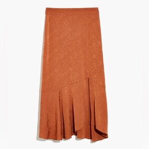 Madewell Flounce-Hem Midi Skirt in Cheetah Jacquard, Size 6